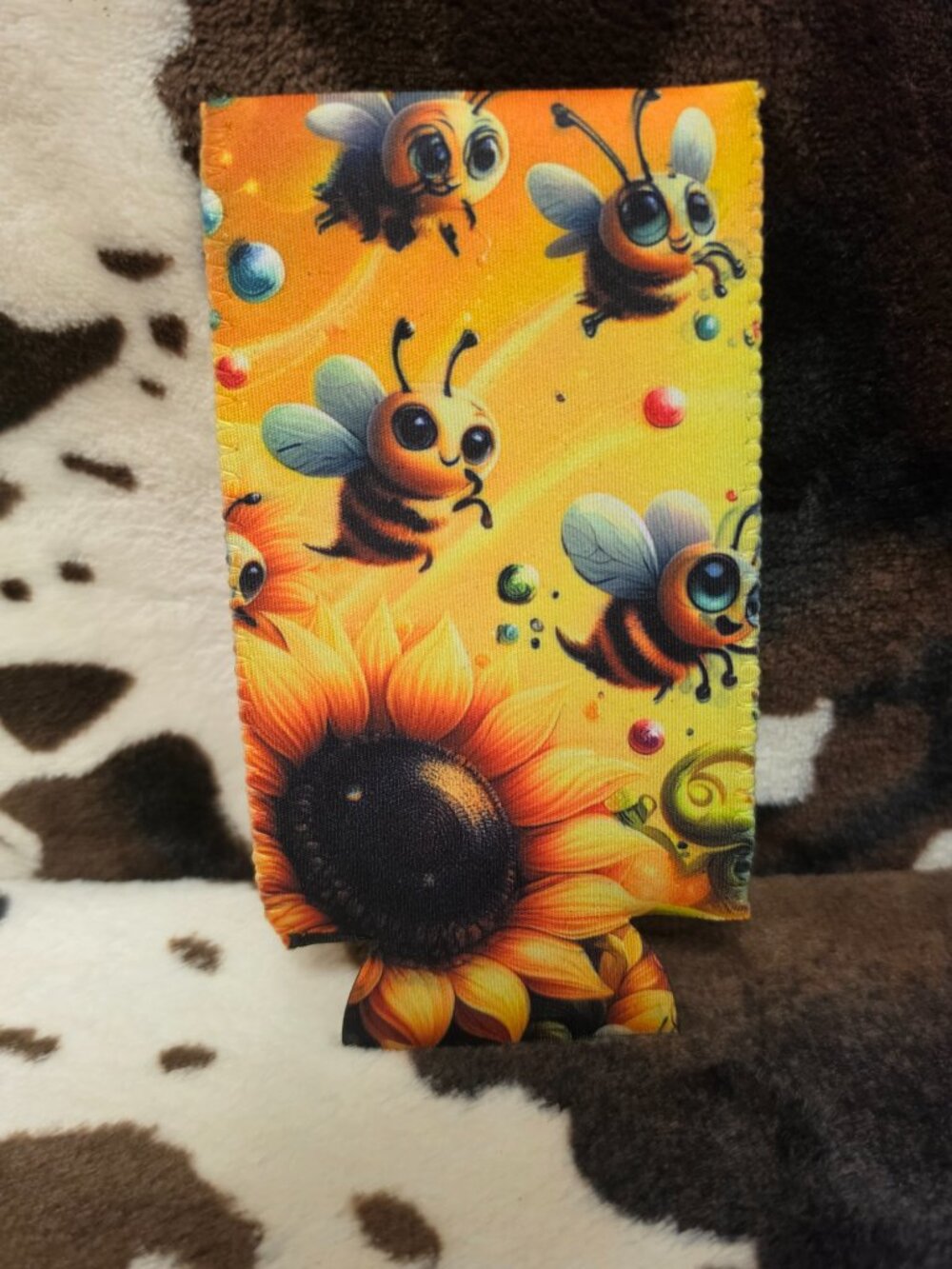 Honey Bee Neoprene 12oz Slim Can Cooler Tall Beverage Koozie